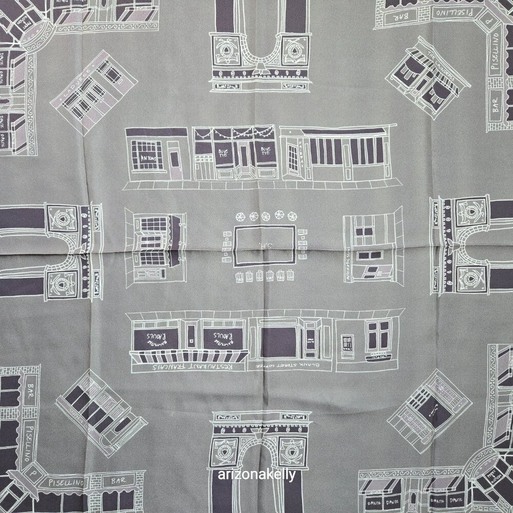 NWOT Silk Scarf Hand Rolled New York City Greenwich Village Manhattan Landmarks - Picture 4 of 13